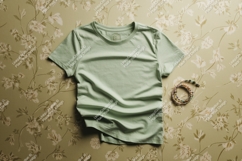 Sage green t shirt floral background mockup image Product Image 1