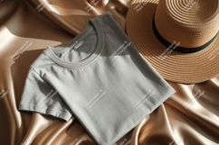 Gray T Shirt Straw Hat image Product Image 1