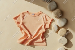 Peach Ribbed T Shirt Mockup image Product Image 1