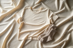 Creamy t shirt and socks mockup fabric Product Image 1