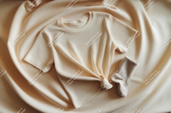 Cream ribbed t shirt and sock mockup image Product Image 1