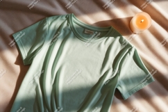 Mint green t shirt mockup with candle image Product Image 1