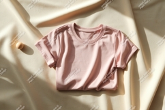 Pink t shirt mockup with wooden ball clothing Product Image 1