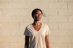 Woman wearing plain t-shirt mockup clothing Product Image 1