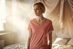 Woman wearing peach t shirt image Product Image 1