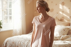 Woman in pink t shirt mockup image Product Image 1