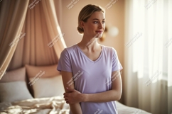 Woman wearing lavender t shirt image Product Image 1