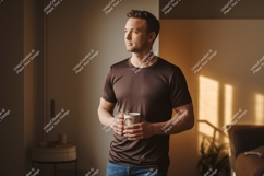 Man holding coffee cup indoors casual Product Image 1