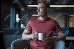 Man holding coffee mug in office casual Product Image 1