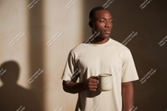 Man holding mug light background image Product Image 1