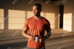 Man holding mug in sunlit room coffee Product Image 1