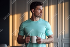 Man holding mug light blue shirt image Product Image 1