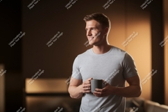 Man holding coffee mug indoors casual Product Image 1
