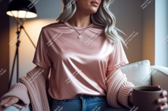 Silky pink shirt mockup fabric Product Image 1
