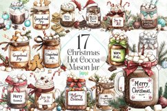 Christmas Hot Cocoa Mason Jar Clipart Product Image 1