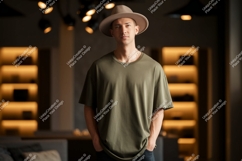 Man wearing casual t shirt and hat image Product Image 1