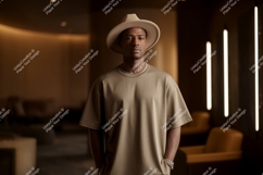 Man wearing hat and t shirt fashion Product Image 1