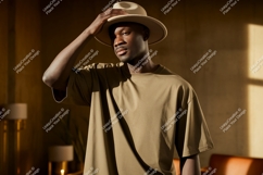 Man wearing hat and t shirt fashion Product Image 1