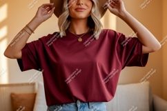 Maroon t shirt mockup apparel Product Image 1