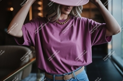 Woman wearing pink t shirt and hat image Product Image 1