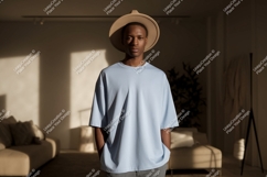 Man wearing grey t shirt and hat image Product Image 1