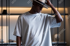Man wearing grey t shirt and hat image Product Image 1