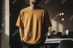 Man wearing mustard yellow t shirt clothing Product Image 1