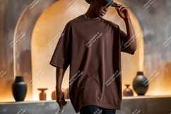 Man brown t shirt mockup image Product Image 1
