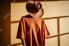 Orange t shirt and brown hat mockup image Product Image 1