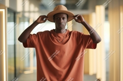 Man adjusting hat fashion style Product Image 1