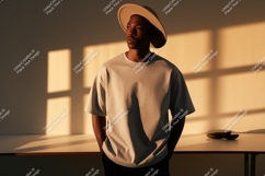Man wearing grey sweatshirt and hat fashion Product Image 1