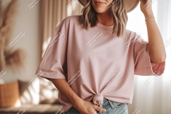 Pink T Shirt Knot Front image Product Image 1