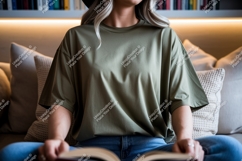 Olive green t shirt mockup image Product Image 1