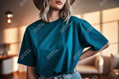 Teal t shirt mockup clothing apparel Product Image 1