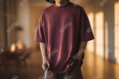 Maroon Oversized T Shirt Mockup image Product Image 1