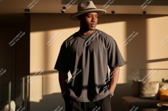 Man wearing hat and t-shirt fashion style Product Image 1