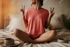 Woman peace gesture comfortable clothing image Product Image 1