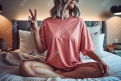 Woman peace sign casual comfort image Product Image 1