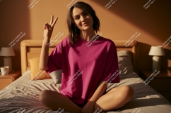 Young woman peace sign mockup image Product Image 1