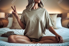 Woman peaceful pose t shirt mockup image Product Image 1