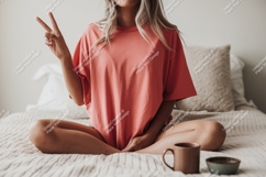 Coral t shirt peace sign image Product Image 1