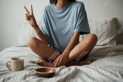 Woman peace sign relaxed image Product Image 1