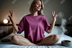 Woman meditating in comfortable clothing meditation Product Image 1