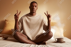 Man peace gesture relaxed pose image Product Image 1