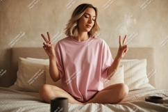 Woman peaceful meditation yoga relaxation Product Image 1