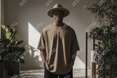 Man wearing hat and loose shirt clothing fashion Product Image 1