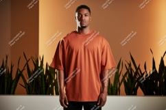 Man wearing orange t shirt mockup image Product Image 1