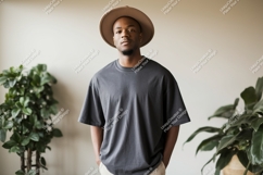 Man wearing hat and t shirt mockup image Product Image 1