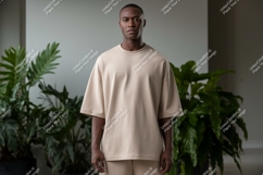Man wearing beige t shirt mockup image Product Image 1