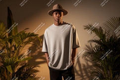 Man wearing grey t shirt and hat image Product Image 1